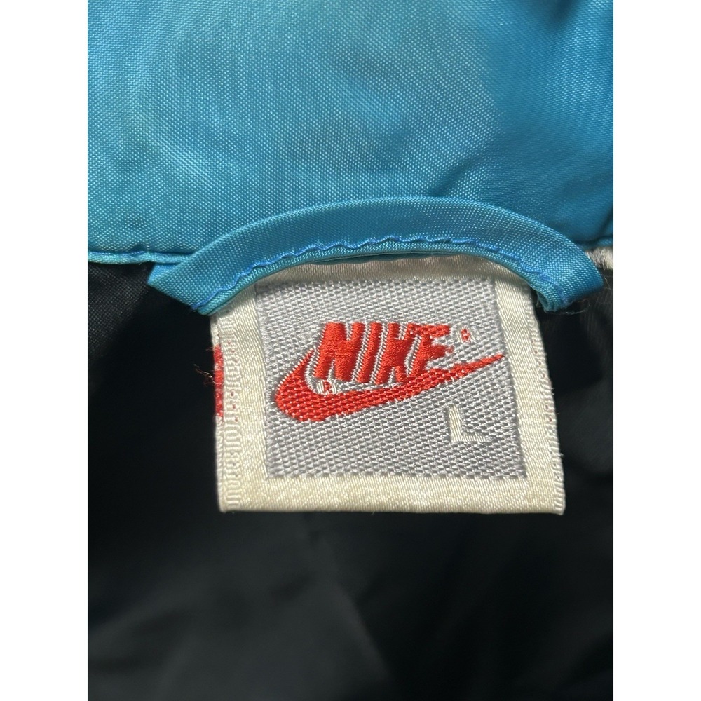 Vintage Nike Windbreaker Jacket No Hood Black Blue Swoosh Full Zip up Rare 614 - Picture 5 of 6